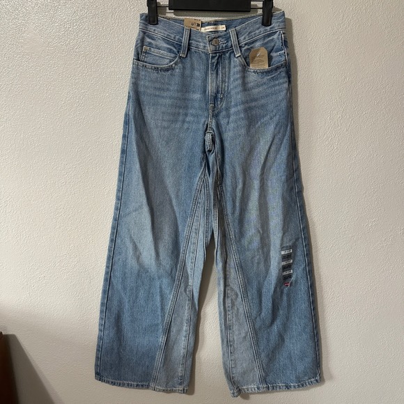 NEW‎ Levi's 94 Baggy Wide Leg Jeans Seamed Front High Rise Denim Womens Size 24 - Picture 1 of 7
